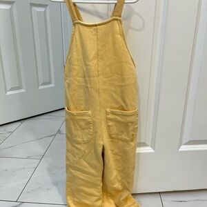Zara Girls Yellow Soft Cotton Overalls with Adjustable Straps - 5